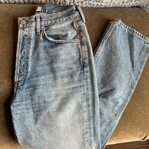 Agolde Riley High Rise Straight Crop Jeans in Blur